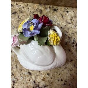 Vintage Aynsley Swan Basket Floral Hand Painted Fine Bone China England